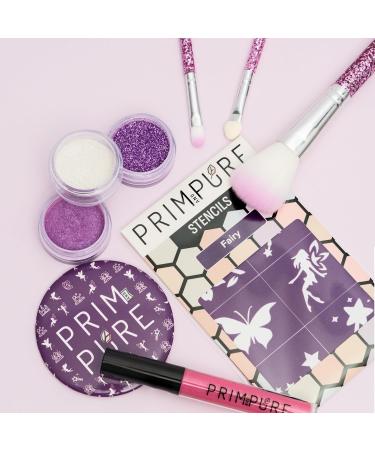 Prim and Pure Kids Makeup Gift Set - Fairy Purple Stencil Bioglitter Eyeshadow Lip Gloss Cosmetic Bag & Brush Accessories | Perfect Gift for Little Beauties - Buy Online on GoSupps.com