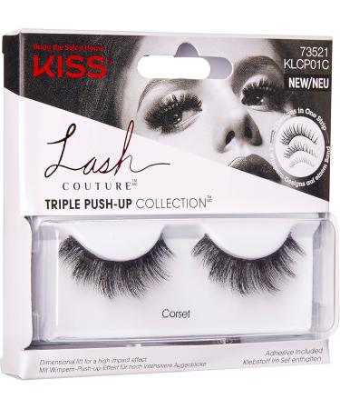 KISS Lash Couture Triple Push Up Collection 1 Pair of False Lashes Corset 3D Volume False Eyelashes Cruelty-Free Reusable includes Lash Glue - Buy Online on GoSupps.com