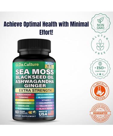 NAD+ Supplement + Sea Moss Capsules Energy & Immune Support 92 Trace Minerals Anti-Aging Detox Thyroid Mitochondrial Health for Men & Women - Buy Online on GoSupps.com