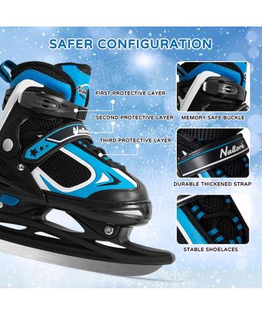 MammyGol Adjustable Ice Skating Shoes for Kids - Gray Blue Hockey Lace-Up Skate (Size L/XL) - Beginner Ice Skates for Boys and Girls - Buy Online on GoSupps.com