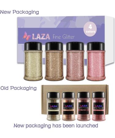 Laza Spring Ultra Fine Glitter Powder - 4 Colors 320ml Craft Sequins Rose Gold PET Extra Fine Glitter for Flowers, Nail Art, Epoxy Tumblers & Weddings - Pink Gold - Buy Online on GoSupps.com