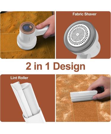 HOMEASY Fabric Shaver Rechargeable Lint Remover with 3 Blades & LED Display - White | Removes Fuzz from Sweaters, Couches, Clothes, Carpets & Furniture - Buy Online on GoSupps.com