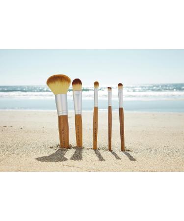Bamboo Naturals Makeup Brushes Set - 5 Brushes with Natural Bamboo Handles for Powder, Liquid Foundation, Eyeshadow, Smudge, Angled Eyeliner - 11 x 1.3 x 7 - Buy Online on GoSupps.com