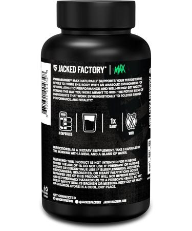 Jacked Factory Primasurge Max Testosterone Booster for Men - Natural Testosterone Supplement with Tongkat Ali Fadogia Agrestis & Sensoril Ashwagandha - Test Booster for Muscle Mass - 90 Count - Buy Online on GoSupps.com