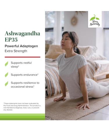 Terry Naturally Ashwagandha EP35 Extra Strength - Herbal Supplement for Sleep Support - Aid Healthy Stress Response - Endurance & Energy Support - 60 Capsules (60 Servings) - Buy Online on GoSupps.com