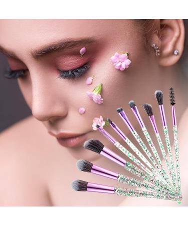 Buy Wllhyf 10-Part Glitter Crystal Brush Set | Professional Makeup Tools for Foundation Concealer Eyeshadow & More Bling Transparent Handle Green - Buy Online on GoSupps.com
