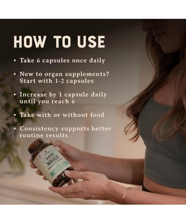 Heart & Soil 100% Grass Fed & Finished Hair Skin and Nails Supplement from Regenerative Cattle with Cartilage, Liver, & Bone Marrow 3000mg Beef Organs for Women & Men Glass Bottle 180 Capsules Skin, Hair & Nails - Buy Online on GoSupps.com