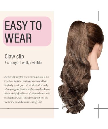 DCBABOO Wavy Clip-In Ponytail Extensions - Dark & Light Brown 45cm 140g Synthetic Hair - Buy Online on GoSupps.com