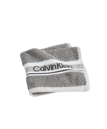 Calvin Klein Grindle Logo Band Printed 1 Piece Terry Washcloth - 13 x 13 Inches  100% Cotton 500 GSM (Light Grey) Lt Grey WASH CLOTH