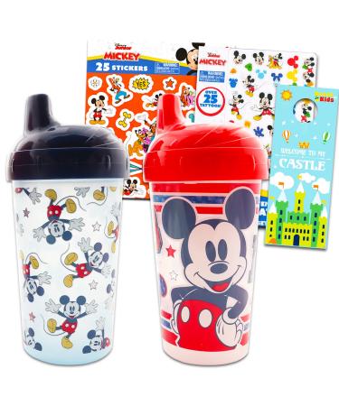 Disney Mickey Mouse Sippy Cup Set for Kids - Bundle with 2 Spill-Proof  Leak-Proof  Insulated Sippy Cups Plus Mickey Stickers  Temporary Tattoos  and More (Disney Sippy Cups)  mickey drinking cups