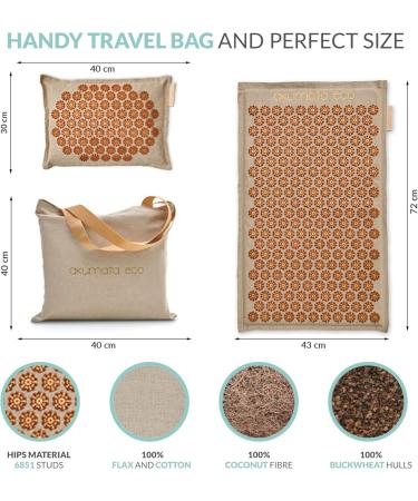 Akumata Eco Acupressure Mat & Pillow Set | Effective Back & Neck Pain Relief | Full Body Massage Set in Linen & Gold - Buy Online on GoSupps.com