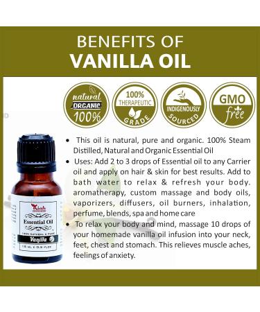 Ganga Ayurveda Essential Vanilla Oil - 100% Pure Therapeutic Oil for Sweet Romance & Smooth Skin - 15ml - Buy Online on GoSupps.com