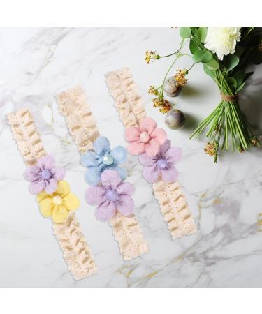 WUISOLQP Baby Girl Headband Set - 3PCs Soft Stretchy Hairbands for Babies, Elastic Lace Floral Hair Accessories for Child Toddler - Perfect for Party, Birthday, Christmas Photography - Buy Online on GoSupps.com