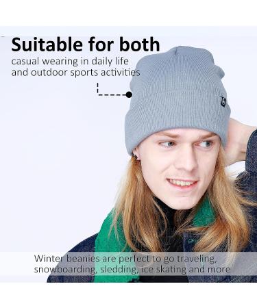Joywant Knit Beanie Hats for Men and Women - Soft Acrylic Winter Hat - Slouchy Skull Cap - Grey - Buy Online on GoSupps.com