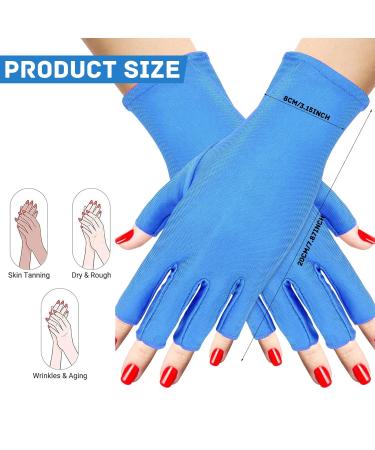 Aruicheng UV Gloves Nails Manicure UV Shield Glove Women's Fingerless Gloves Professional Nail Gloves Protection Hands from UV Light (Blue) - Buy Online on GoSupps.com