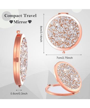 6-Piece Diamond Magnifying Compact Cosmetic Mirror Set - Clear Rose Gold, 2.75 Inch, 1X/2X Magnification - Perfect for Travel, Bridesmaid Gift - Buy Online on GoSupps.com