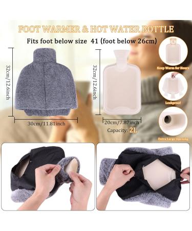 WARMTUYO Heated Foot Warmer 2 Litre Hot Water Bottle with Plush Cover - Anti-Slip Sole & Pouch for Pain Relief - Buy Online on GoSupps.com