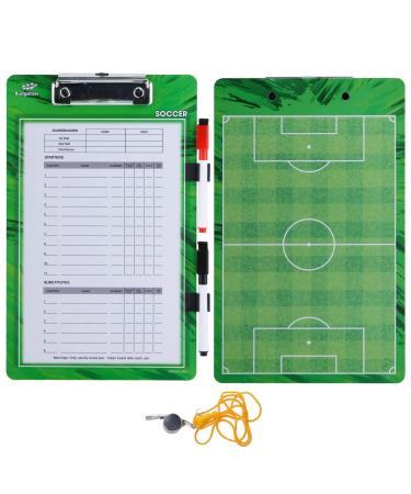 Dry Erase Coaches Clipboard - Includes Whistle and Dry Erase Markers - Double Sided Coach Whiteboard Soccer