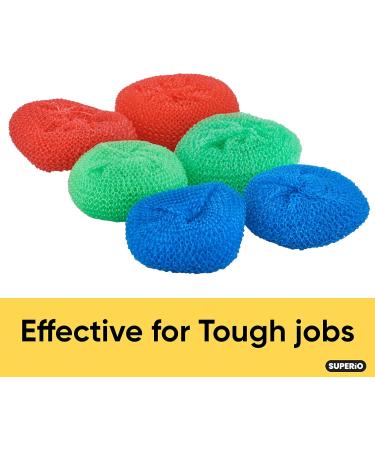 Nylon Scouring Pads-Dish Scrubbers for Dishes Pots and Stoves Durable Mesh Scourers for Tough Cleaning. Nylon Dish Scrubbers Assorted Colors (Superio) (6 Pack) - Buy Online on GoSupps.com