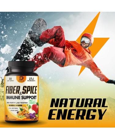 DEDICAD 27in1 Fiber and Spice Supplement - Combined with Organic Psyllium, Whole Apple, Elderberry & More - Support Mood, Body & Immunity - 90 Capsules for 1 Month - Buy Online on GoSupps.com