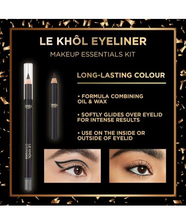 L Or al Paris Makeup Essentials Gift Set - Voluminous Carbon Black Mascara Le Kh l Black Eyeliner Colour Riche Fairest Nude Satin Lipstick 3-Piece Makeup Set - Buy Online on GoSupps.com