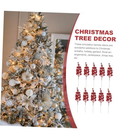 DECHOUS 10pcs branch christmas tree artificial flowers christmas berries Accessories artificial berries stems artificial fruit artificial xmas berry stem Christmas berry branch Red 19X5X5CM - Buy Online on GoSupps.com