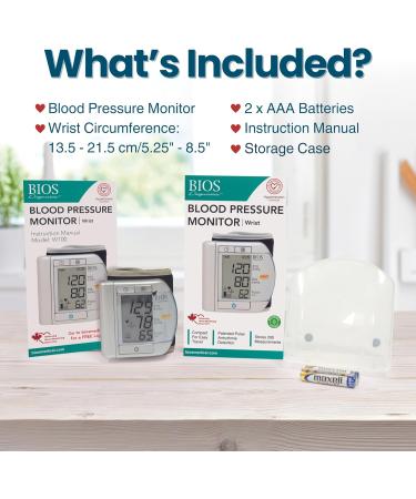 BIOS Diagnostics Blood Pressure Monitor - Wrist The #1 Canadian Blood Pressure Manufacturer* 200 memories Time and Date Alarm Detects Irregular Heartbeat Compact for Travel - Buy Online on GoSupps.com