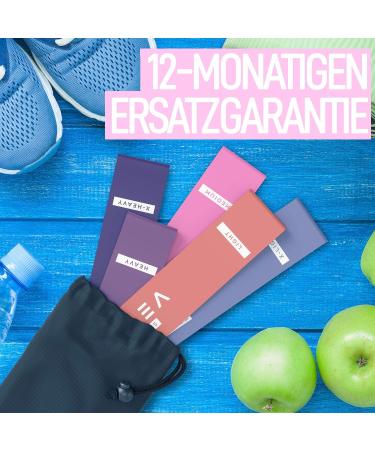 Shop Fitness Straps - 5-Pack Rubber Resistance Bands with Instructions & Carrying Bag for Home Workouts Yoga Pilates CrossFit - Perfect for Legs & Thighs - Violet - Buy Online on GoSupps.com