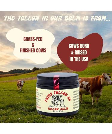 Twins Tallow Co. Beef & Cheeks Unscented Tallow Balm 2oz Cosmetic Grade Grass-Fed & Finished Beef Tallow paired with Organic Sicilian Unfiltered Extra Virgin Olive Oil - Buy Online on GoSupps.com