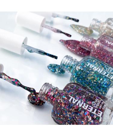 Eternal Collection: 4-Piece Quick Dry Clear Glitter Nail Polish Set - Long Lasting & Shiny Finish (Confetti Party) - Buy Online on GoSupps.com