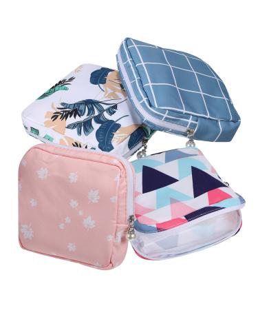 OHPHCALL 4 pieces of storage bags for women's bandages for women's bonds mint exchange bag for feminine pads bag for menstrual performances travel cosmetics bag set for tampon progressive cotton