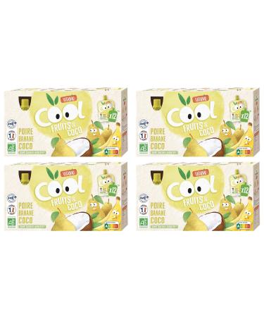 Vitabio Cool Fruits & Coco - Banana - Coconut Milk - 12 x 85 g - Organic - Pack of 4