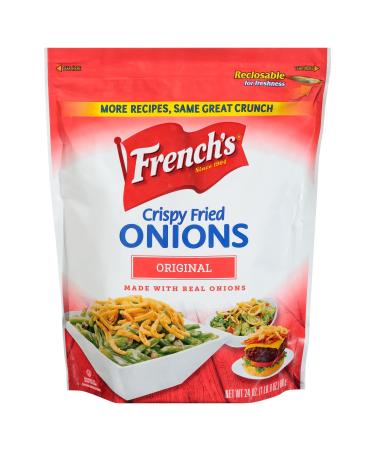 French's Original Crispy Fried Onions, 24 oz - One 24 Ounce Bag of Crunchy Fried Onions to Sprinkle on Salads, Potatoes, Chicken, Burgers and Green Bean Casseroles 1.5 Pound (Pack of 1)