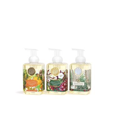SPECIAL HOLIDAY EDITION: Michel Design Works 3-PACK Holiday Foaming Soaps (Pumpkin Melody, Christmas Day, Winter Woods)