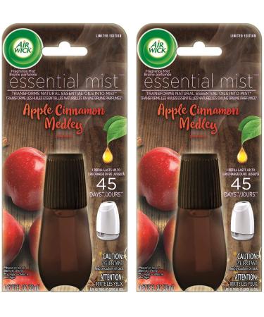 Air Wick Essential Mist Air Freshener Refill - Apple Cinnamon Medley - Net Wt. 0.67 FL OZ (20 mL) Per Refill - Pack of 2 Refills Apple Cinnamon 1 count (Pack of 2)