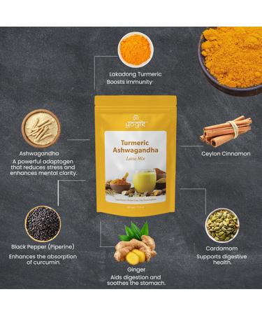 Golden Milk | Go-Yogik Turmeric Ashwagandha Latte Mix With Ceylon Cinnamon Ginger-100g (50 cups) | Vegan | No GMO Caffeine Free Lab Tested. - Buy Online on GoSupps.com
