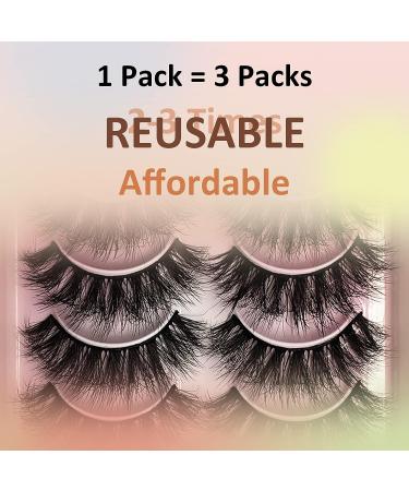 WILD UNIVERSE 3D Mink Faux Cat Eye False Eyelashes - 10 Pairs | 15mm Wispy Lightweight Curly Lashes - B010 - Buy Online on GoSupps.com