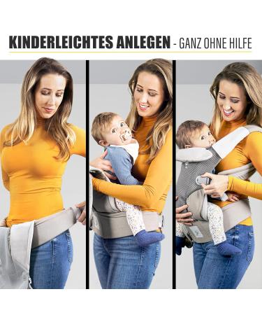 Kiddy Kingdom Ergonomic Baby Carrier - 3-in-1 Multifunctional Newborn Carrier (0-36 Months) - Soft 3D Mesh & Cotton - Gray Baby Wearing Strap & Carrier Bag - Buy Online on GoSupps.com