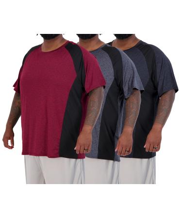 3 Pack: Mens Big & Tall Tech Stretch Long-Sleeve & Short-Sleeve Dry-Fit T-Shirt Short Sleeve Big & Tall 4X Tall Short Sleeve - Set 6