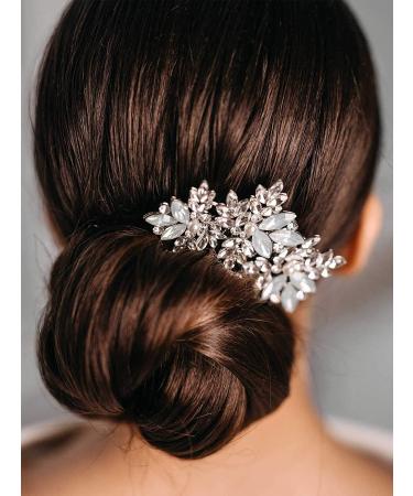 Opal Crystal Bridal Hair Comb - Retro Wedding Hair Accessories for Brides & Bridesmaids (Silver) - Buy Online on GoSupps.com