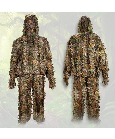 Leafy Ghillie Suit for Kids and Adults | 3D Camo Hunting Gear with Clothes, Gloves, Face Mask, and Bag | Lightweight Jungle and Halloween Camouflage Suit (M&L) - Buy Online on GoSupps.com