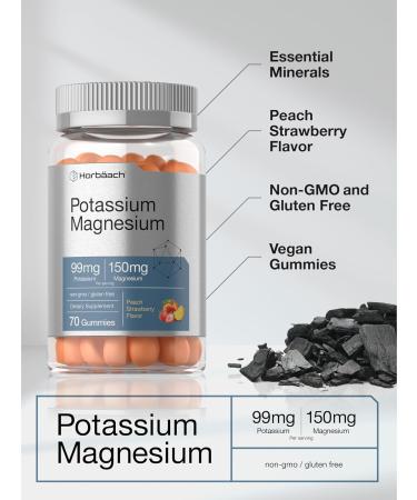 Horb ach Potassium Magnesium Supplement Gummies | Peach Strawberry Flavor | 70 Count | Vegan Non-GMO and Gluten Free Formula - Buy Online on GoSupps.com