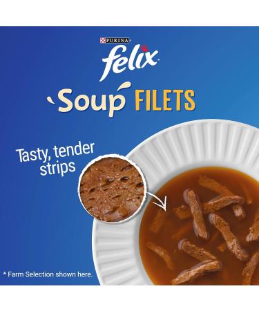 Felix Soup Cat Food Tender Strips Farm Selection Cat Food 6x48g Pack of 8 - Buy Online on GoSupps.com