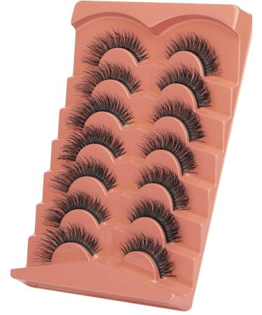 Goddenus I-Spiky Natural Mink Fluffy Wispy Cat Eye Lashes 16mm - 7 Pairs CC Curl Flat Short Strip Eyelashes for Extension-Like Look - Buy Online on GoSupps.com