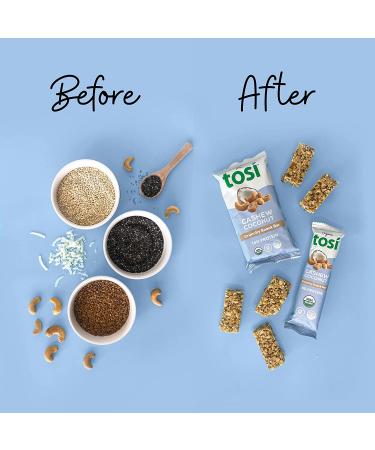Tosi Organic SuperBites Vegan Snacks Super Combo - Peanut Dark Chocolate & Cashew Coconut, Gluten Free, Omega 3s, Fiber - 12 Pack Variety - Buy Online on GoSupps.com