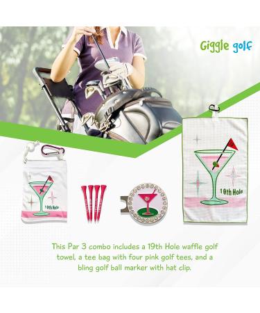 Giggle Golf Par 3 Kit: Golf Towel, Tee Bag with Tees, Bling Ball Marker - Women's Golf Accessories Gift Set - Buy Online on GoSupps.com