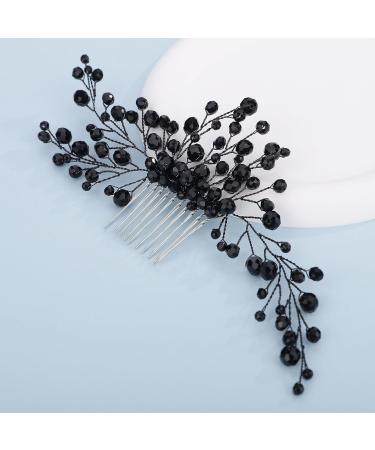 Kercisbeauty Black Beads Long Hair Comb - Gothic Wedding Hair Accessories for Brides & Girls | Handmade Jewelry - Buy Online on GoSupps.com