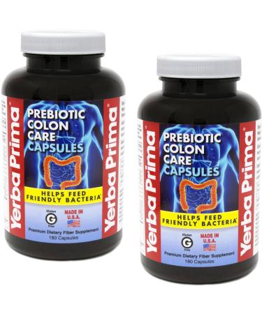 Yerba Prima Prebiotic Colon Care Capsules, Non-GMO, Keto Friendly, 180 Caps, (2 Pack)