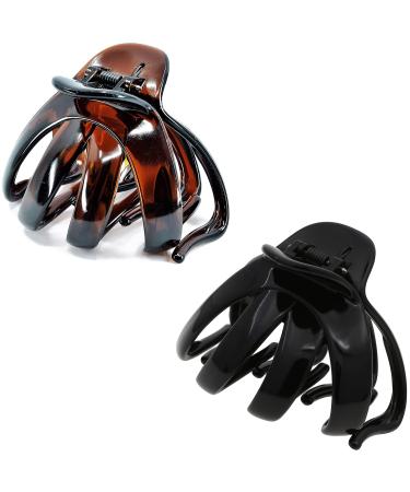 Camila Paris AD716-CP3459 French Octopus Hair Clip for Women for Thick Volume Hair, Girls Hair Claw Clips Jaw Fashion Durable Styling Hair Accessories for Women, Strong Hold Grip, Made in France 3.5 Inch (Pack of 2) Tortoi…