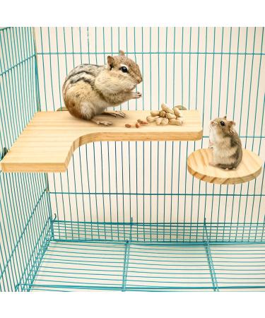 4 Pcs Hamster Wooden Platform L-shaped Large Platform Natural Wooden Parrot Round Standing Board Rat Activity Chinchilla Bird Cage Accessories for Squirrel Gerbil Chinchilla Dwarf Hamster (L) - Buy Online on GoSupps.com